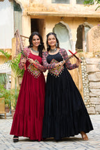 Women's Rayon Kutchi Gamthi Designer Gown