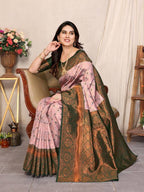 Kanjeevaram Banarasi Silk Jacquard Saree With Unstiched Blouse