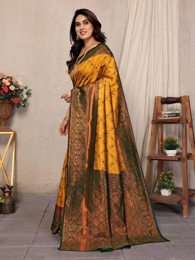 Kanjeevaram Banarasi Silk Jacquard Saree With Unstiched Blouse