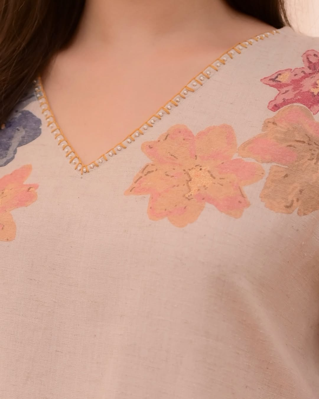 Floral Printed and Hand Embroidered Kurta with Pant and Dupatta