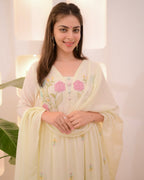 White Anarkali Embroidered Dupatta