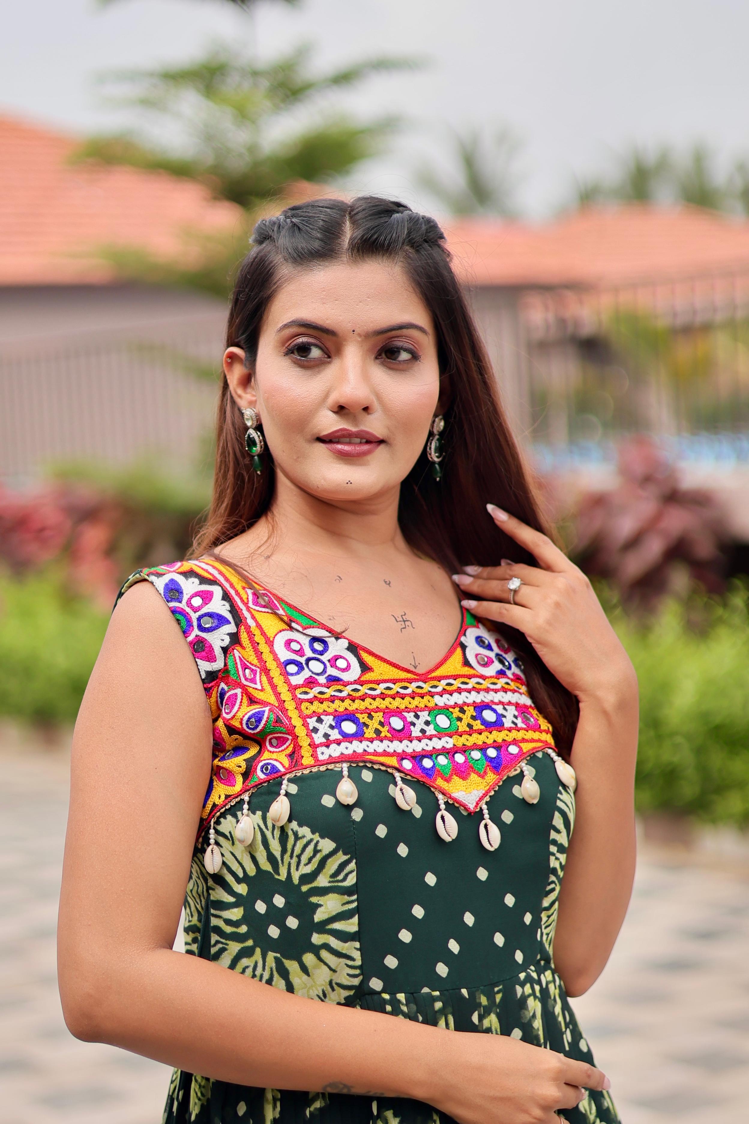 Georgette Floral Printed Navratri Wear Gown