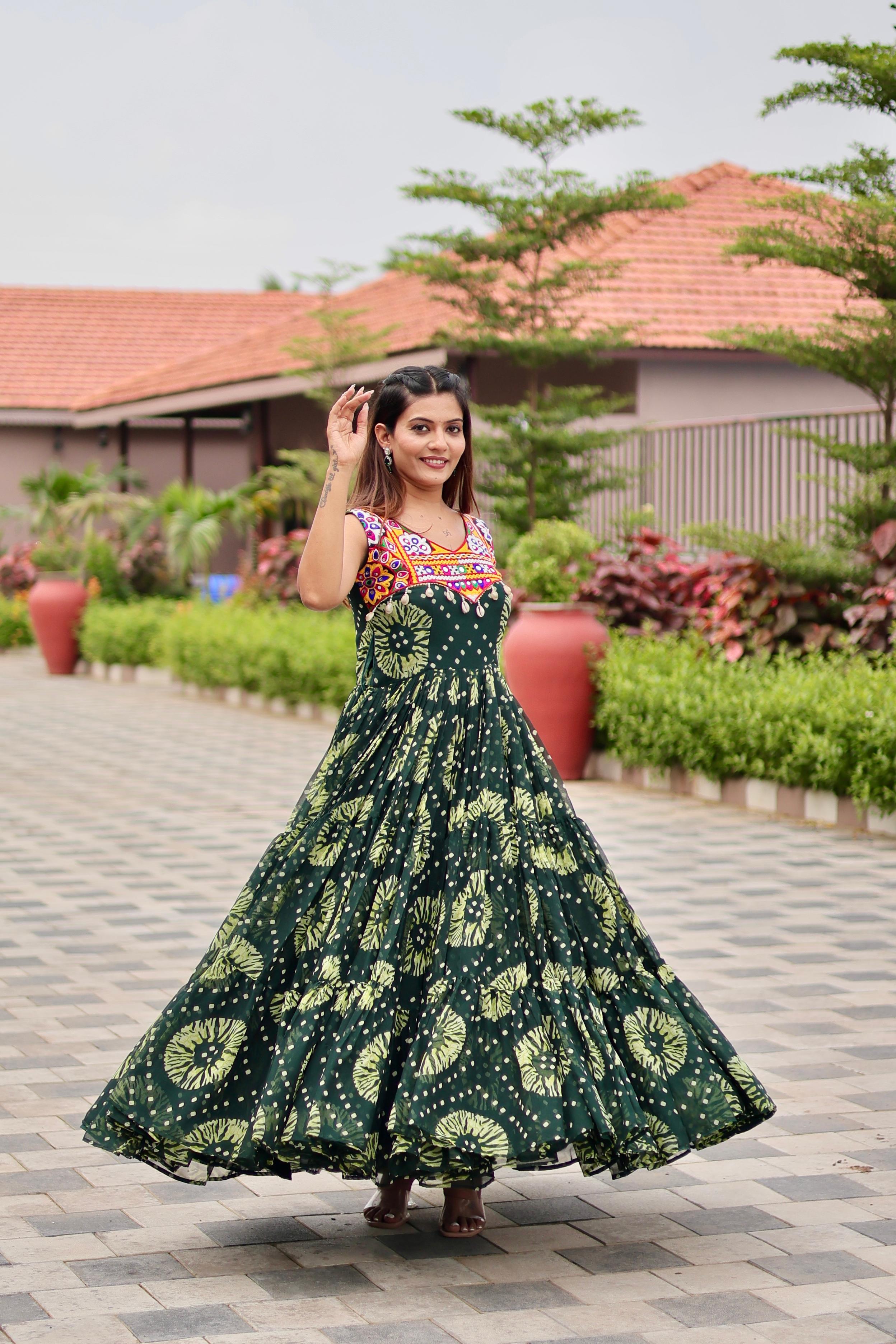 Georgette Floral Printed Navratri Wear Gown