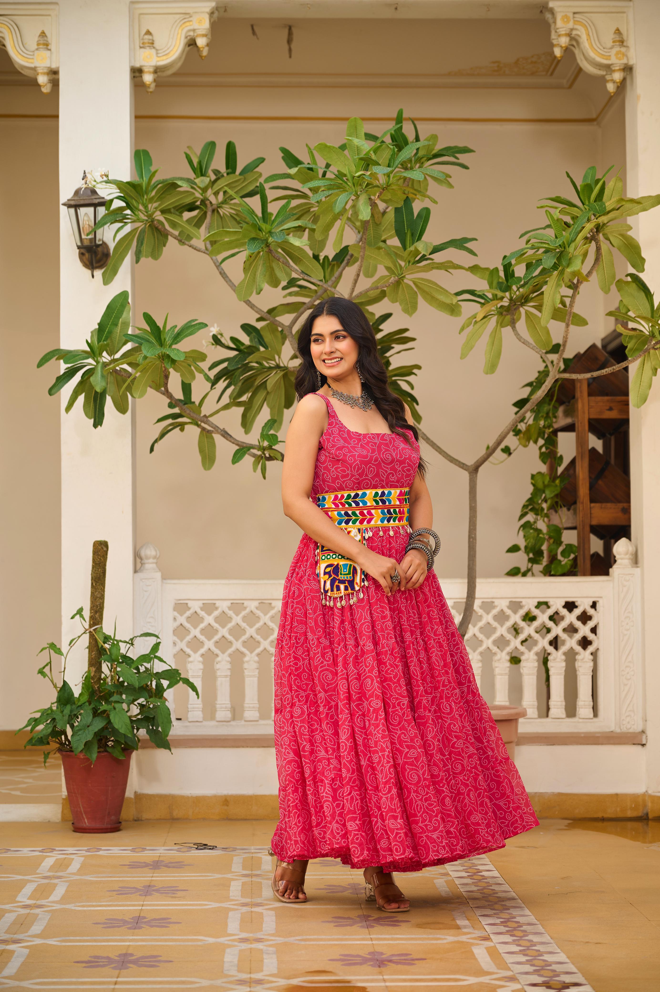 Foux Georgette Bandhani Print Gown