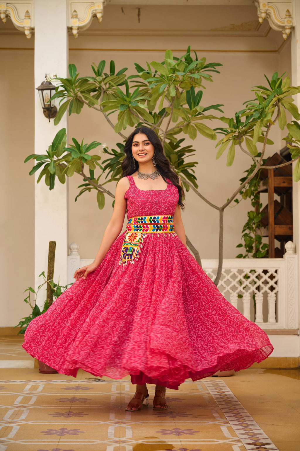 Foux Georgette Bandhani Print Gown