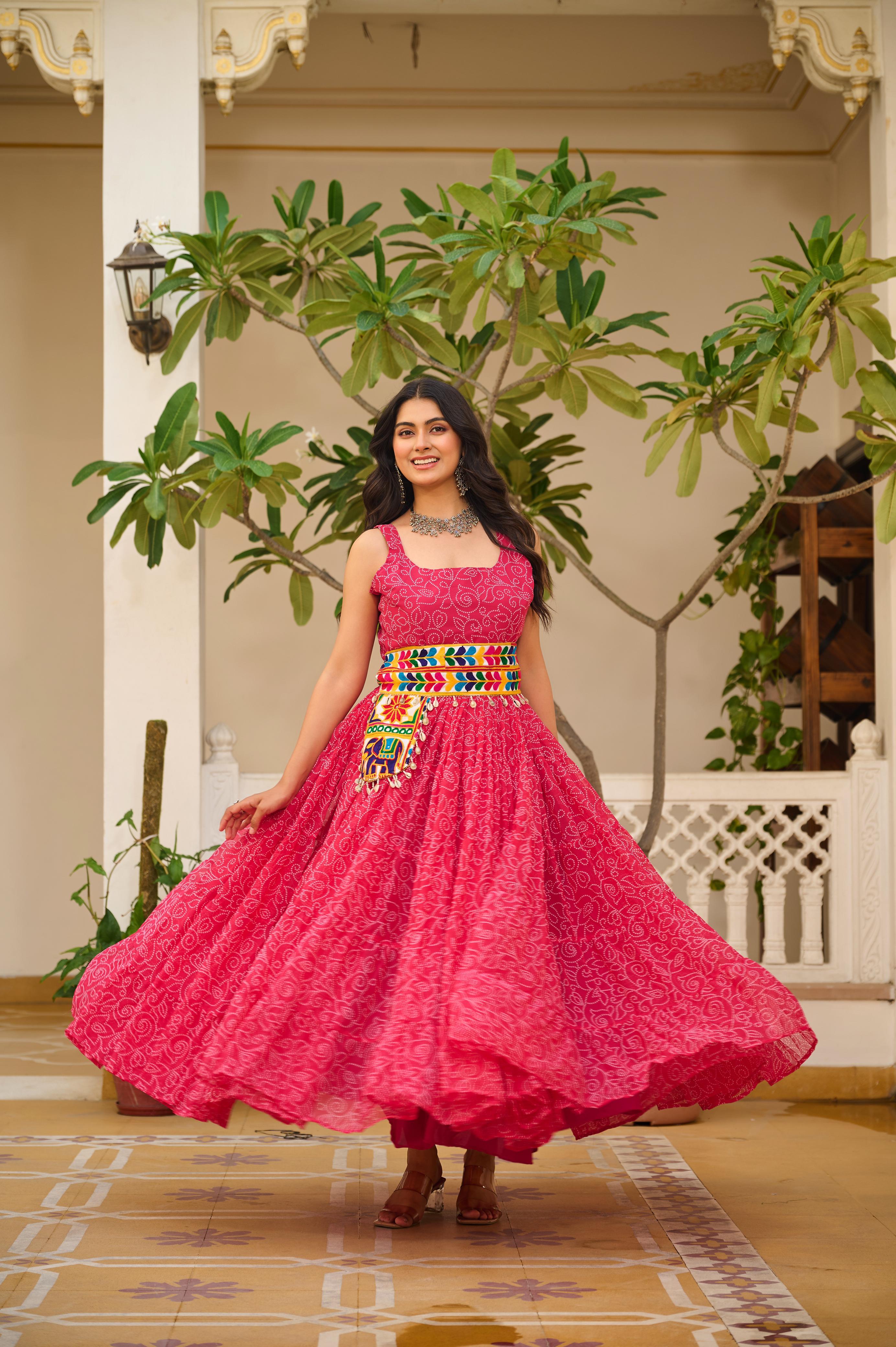 Foux Georgette Bandhani Print Gown