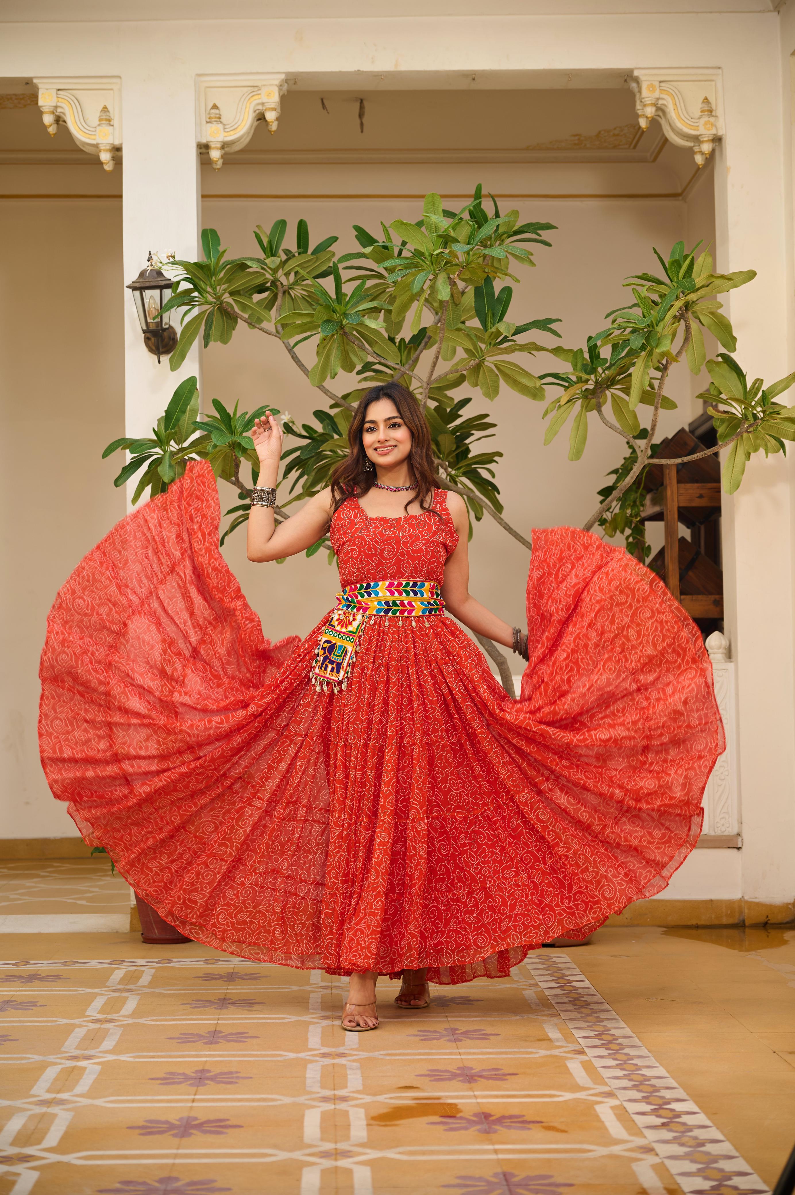 Foux Georgette Bandhani Print Gown