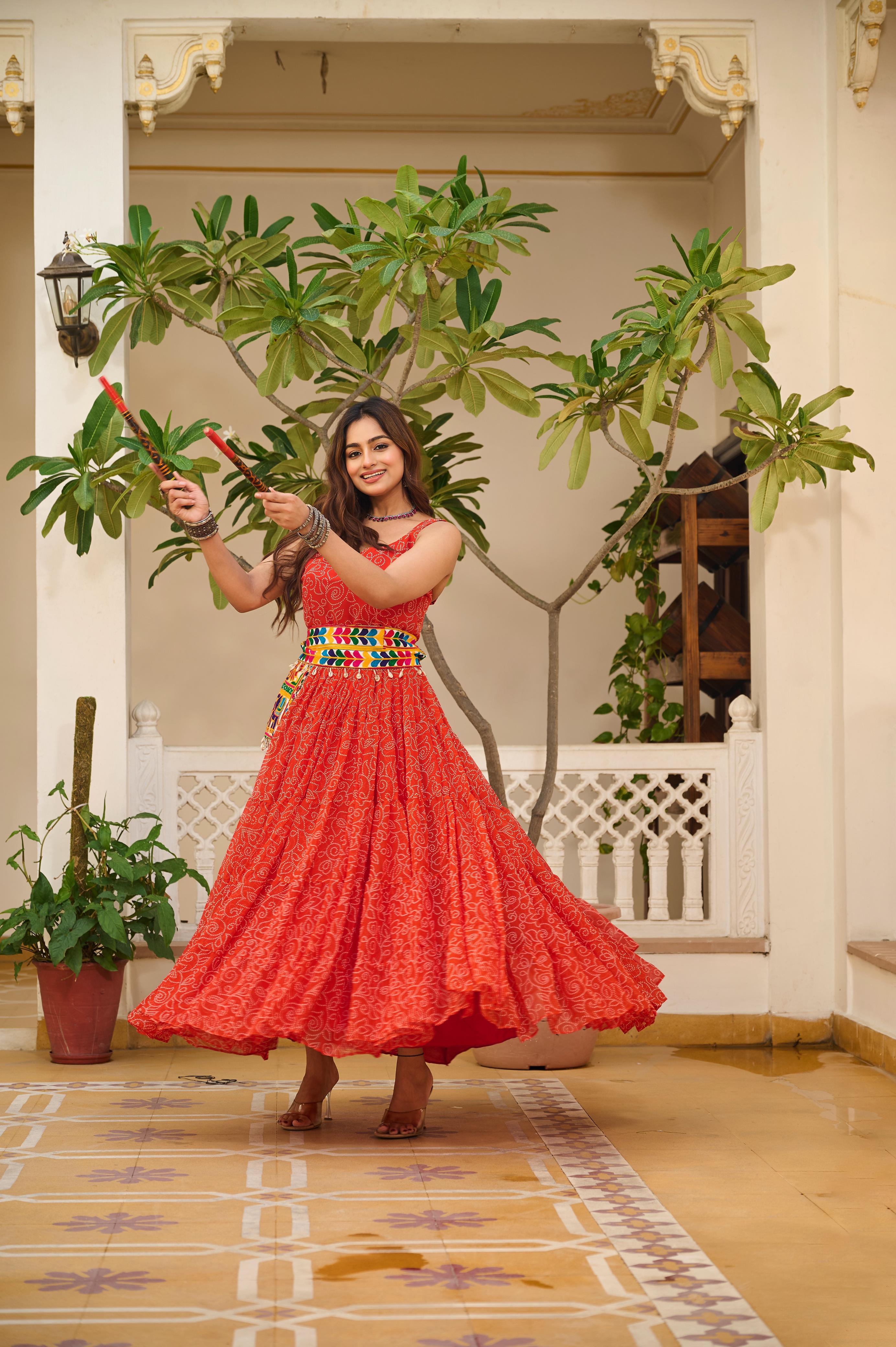 Foux Georgette Bandhani Print Gown