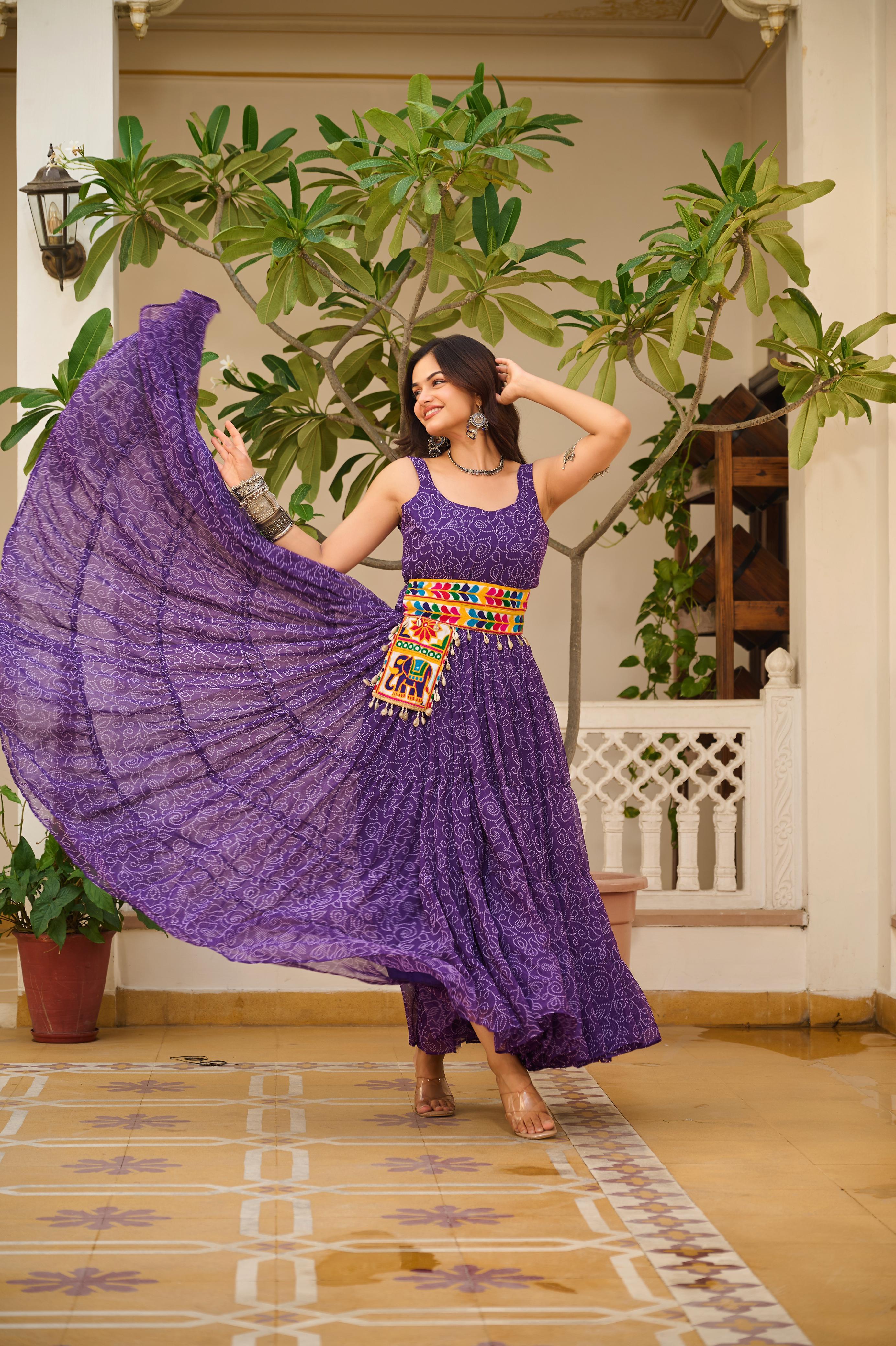 Foux Georgette Bandhani Print Gown