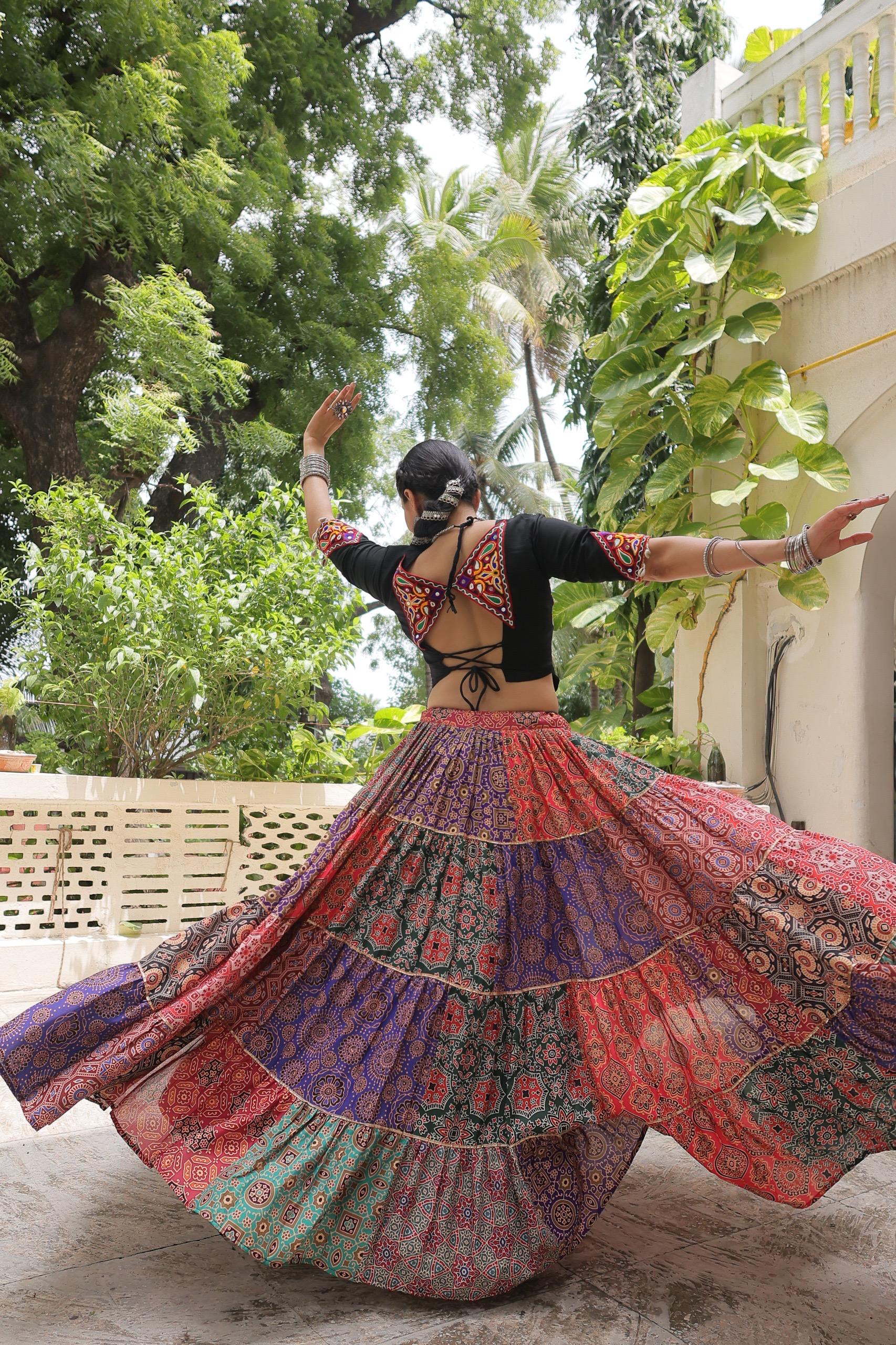Navratri Special Multicolor Ready To Wear Lehenga