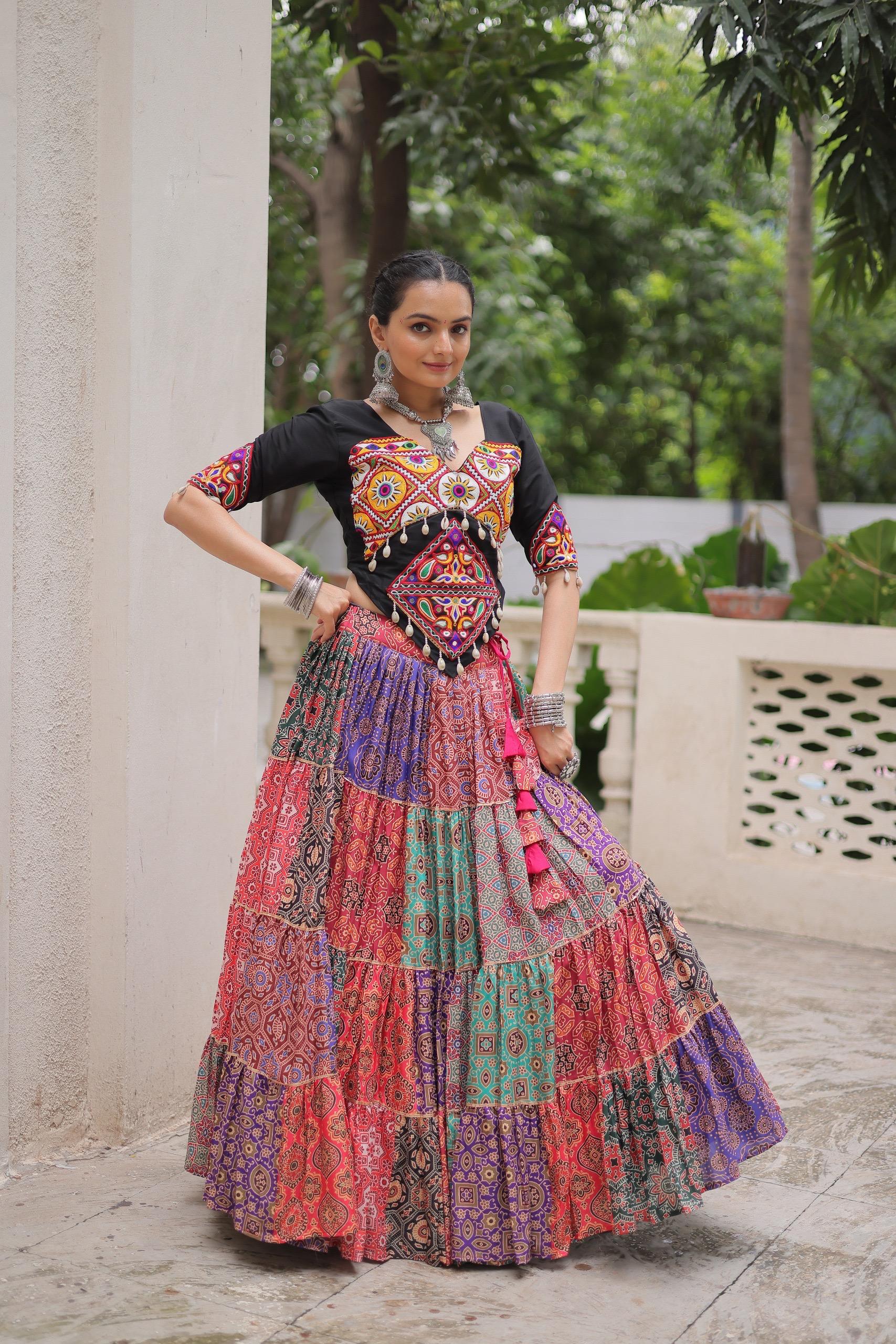 Navratri Special Multicolor Ready To Wear Lehenga