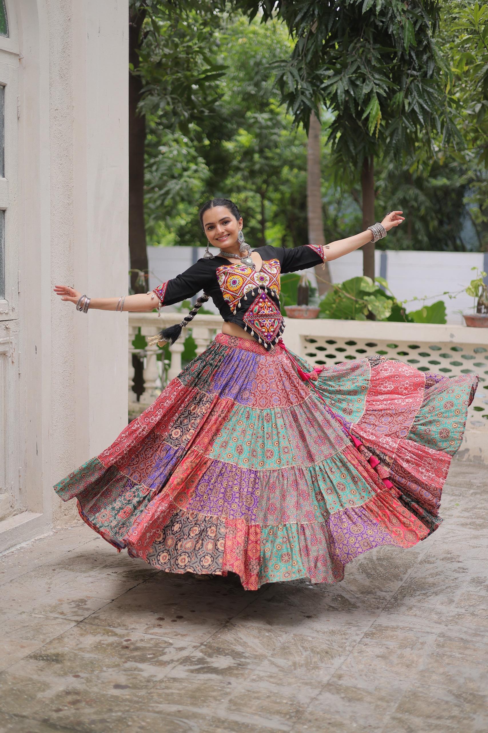 Navratri Special Multicolor Ready To Wear Lehenga