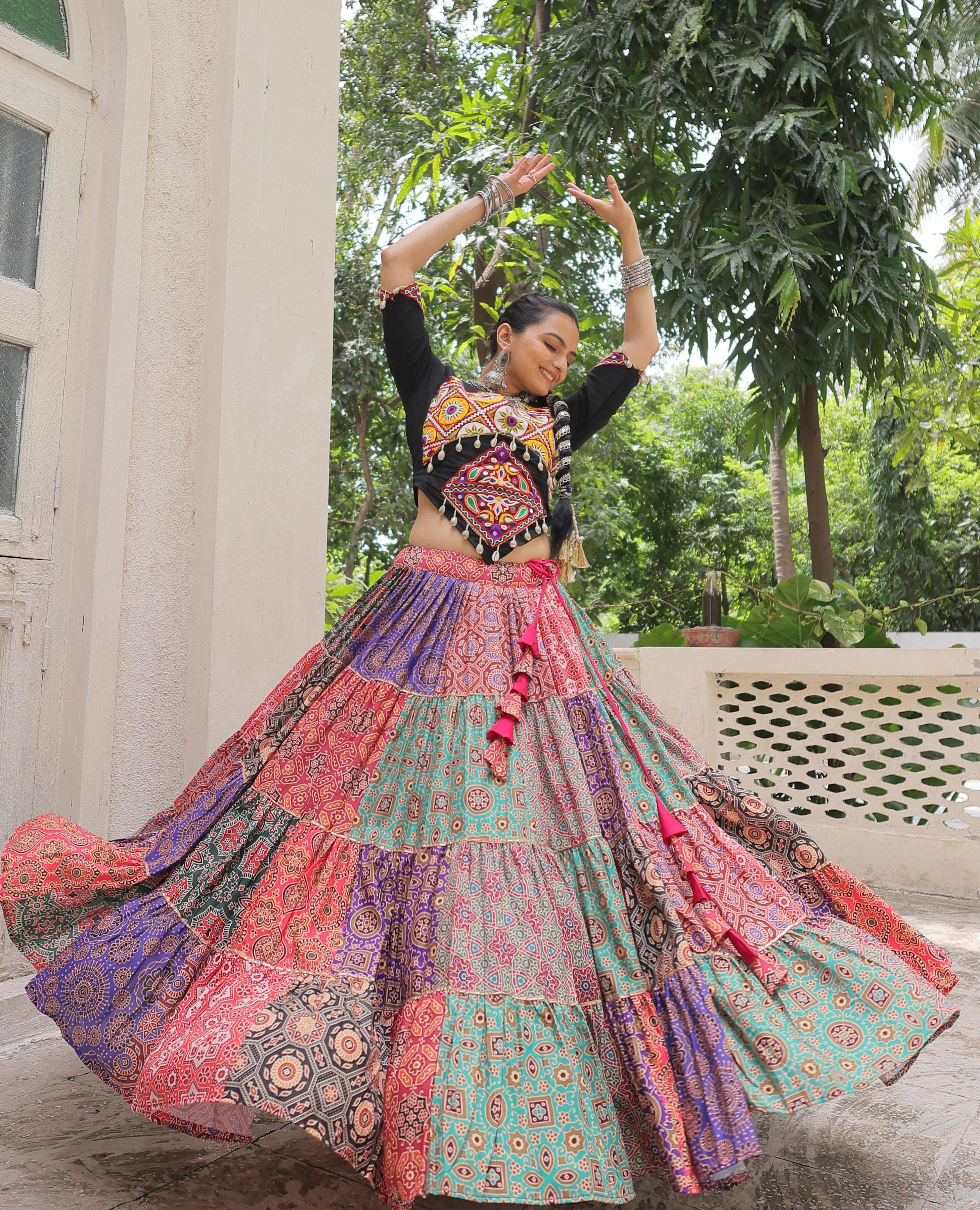 Navratri Special Multicolor Ready To Wear Lehenga