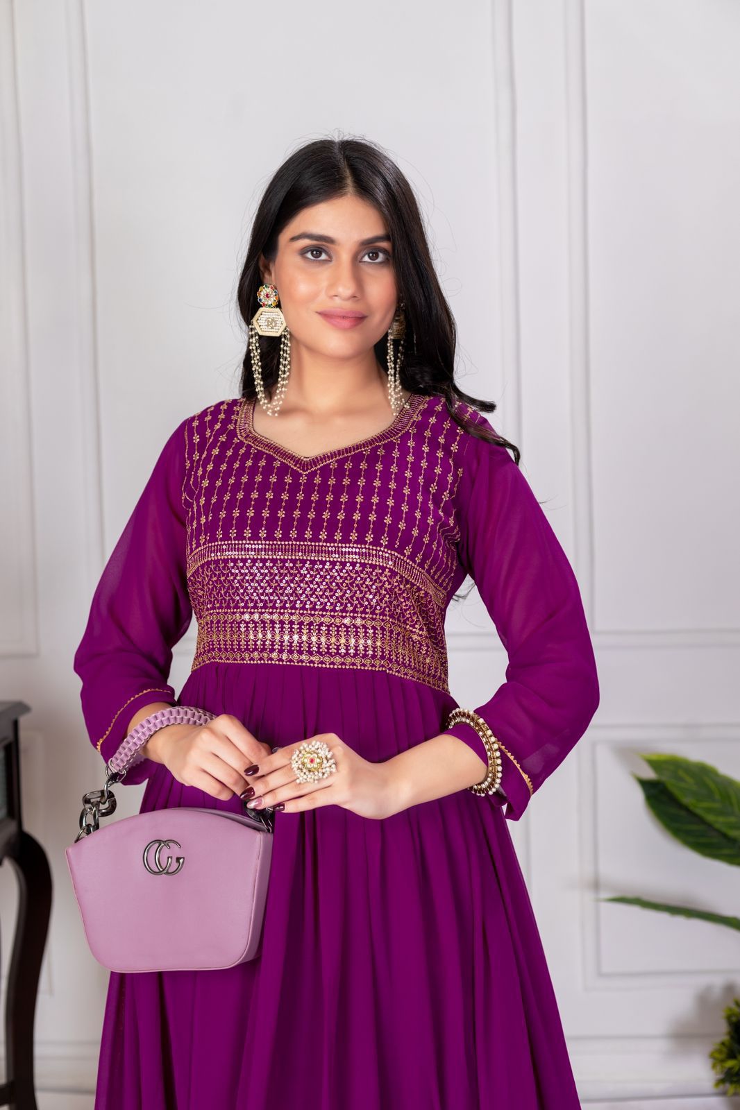 Georgette With Embroidery Gown