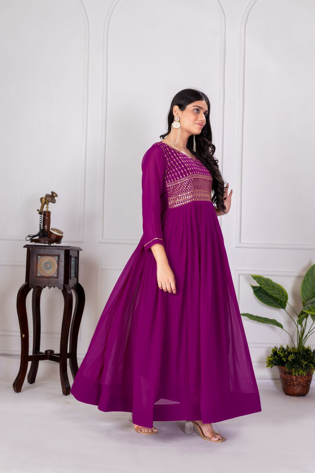 Georgette With Embroidery Gown