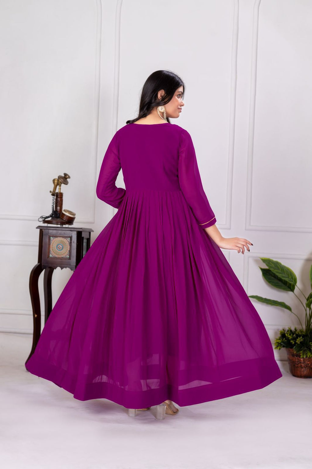 Georgette With Embroidery Gown