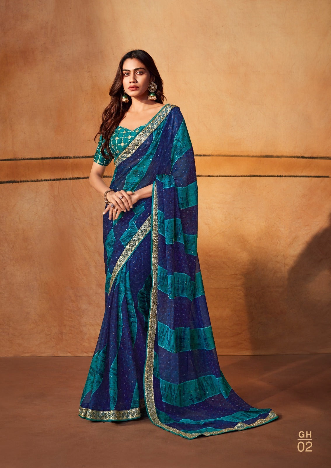 Stavan Gerua Pure Chiffon Embroidery Saree
