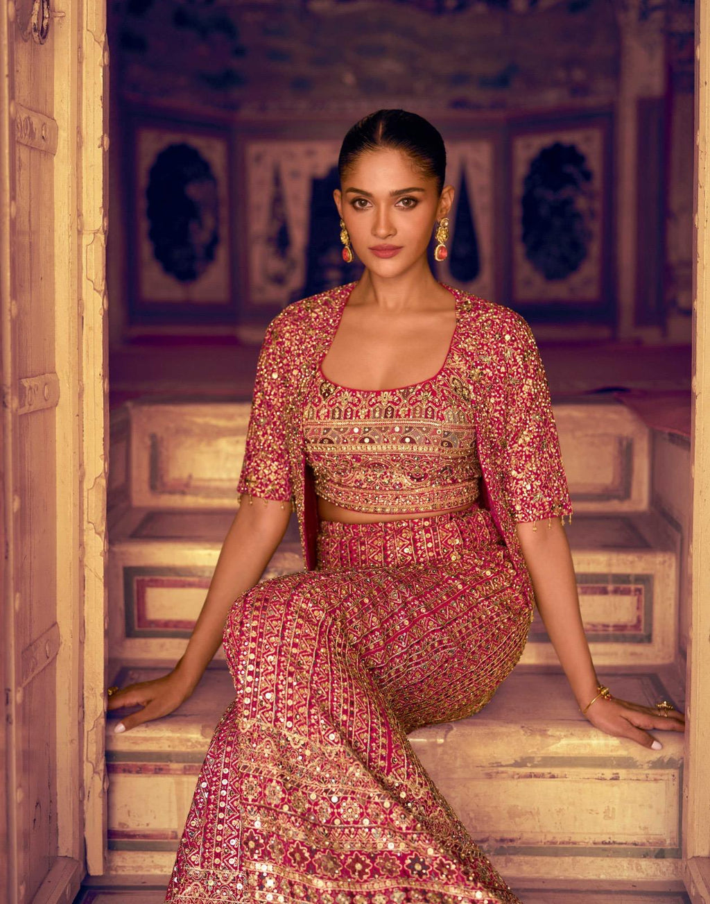 Georgette Embroidered and Swarovski Work Salwar Suit
