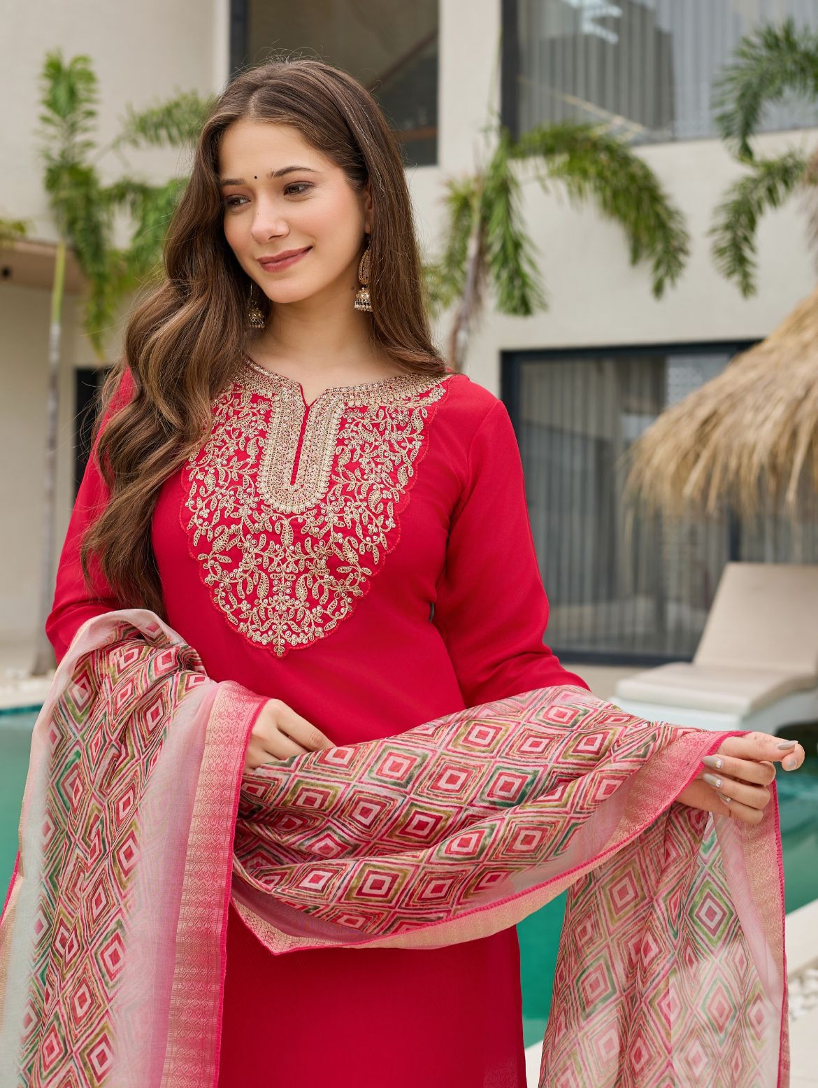 Cotton Silk Kurta With Bottom & Dupatta Set