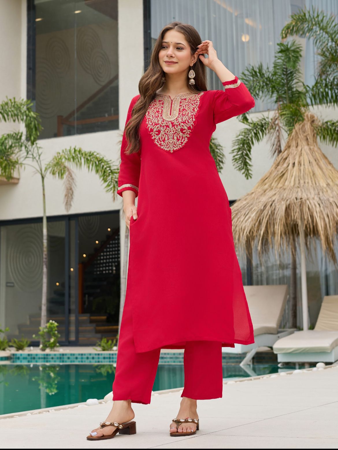 Cotton Silk Kurta With Bottom & Dupatta Set
