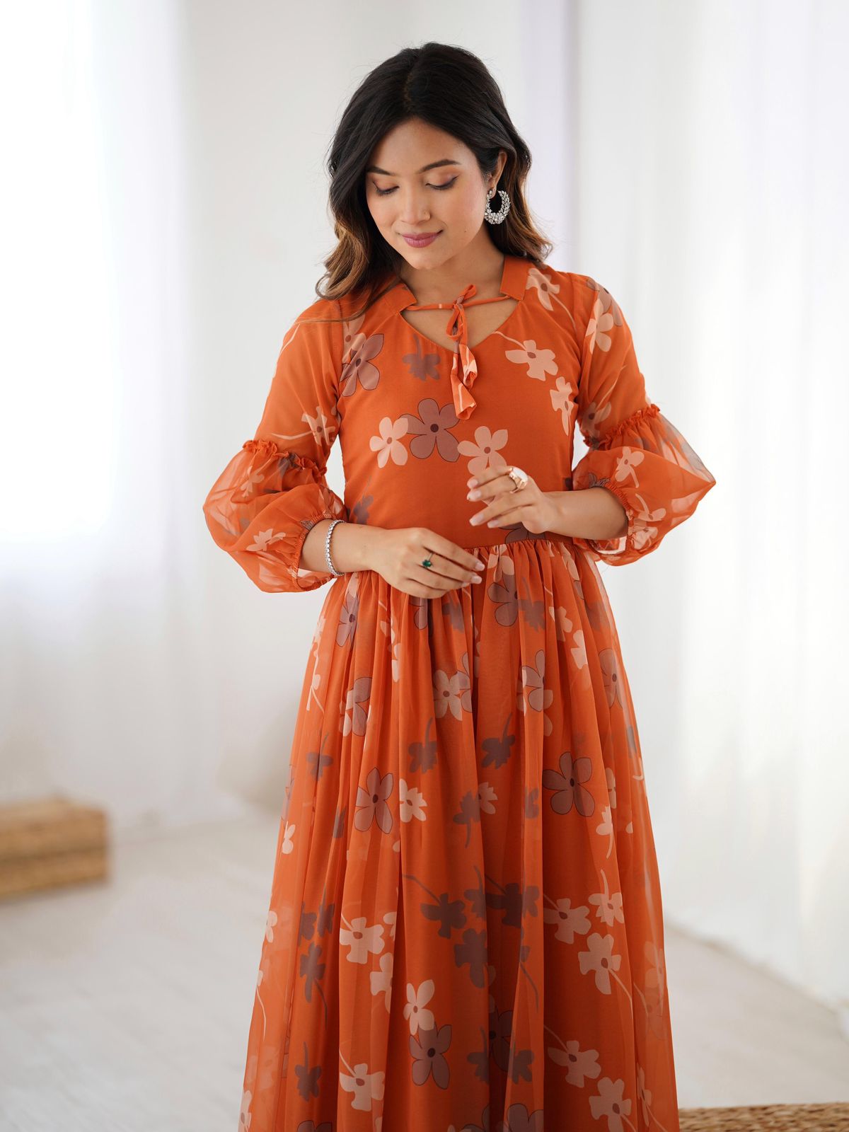 Orange Floral Gown