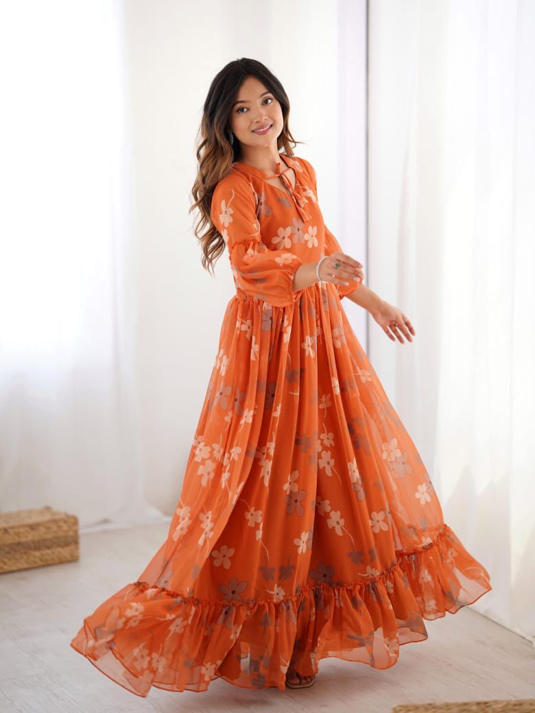 Orange Floral Gown