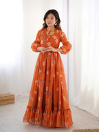 Orange Floral Gown