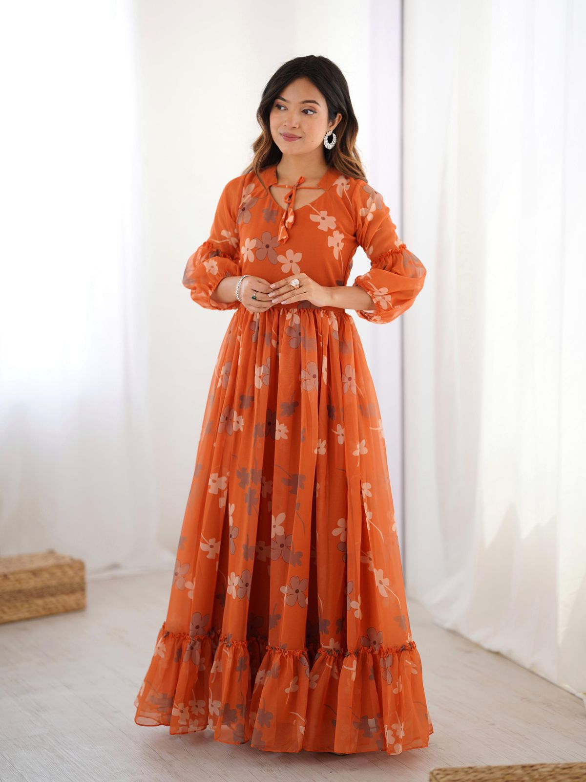 Orange Floral Gown