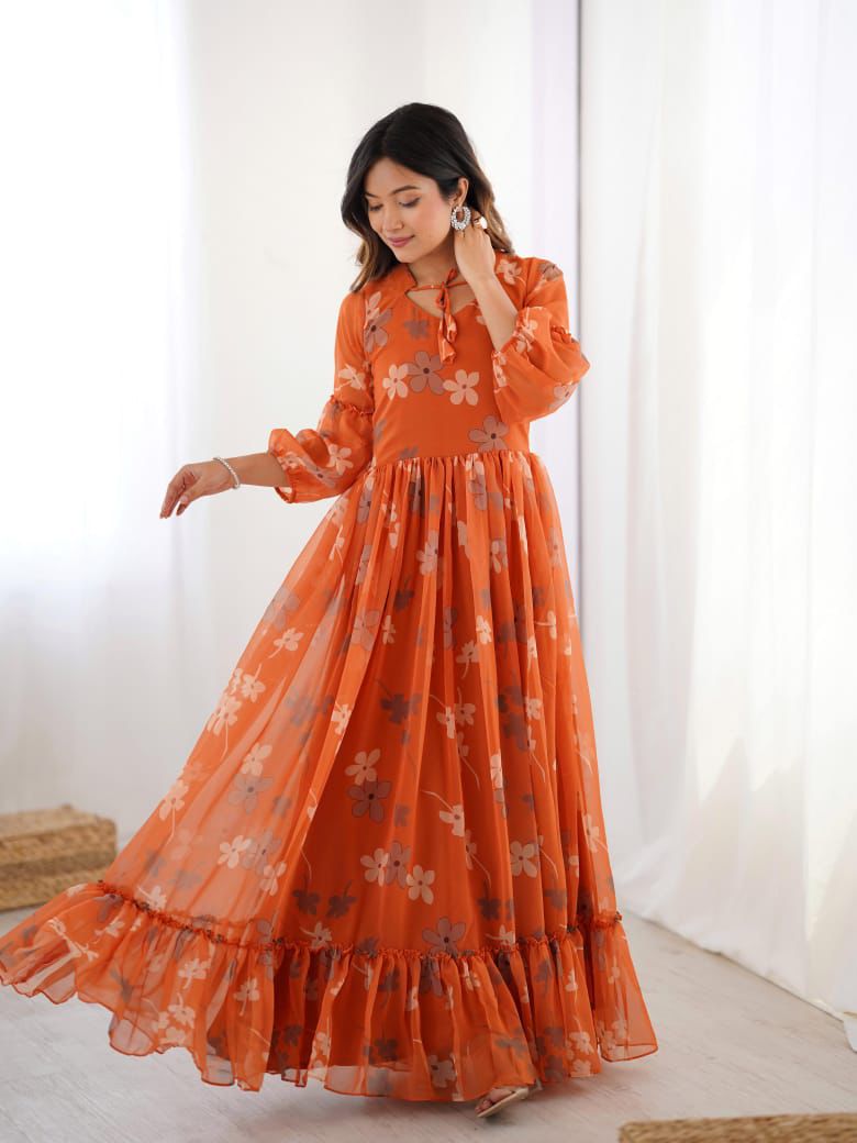 Orange Floral Gown