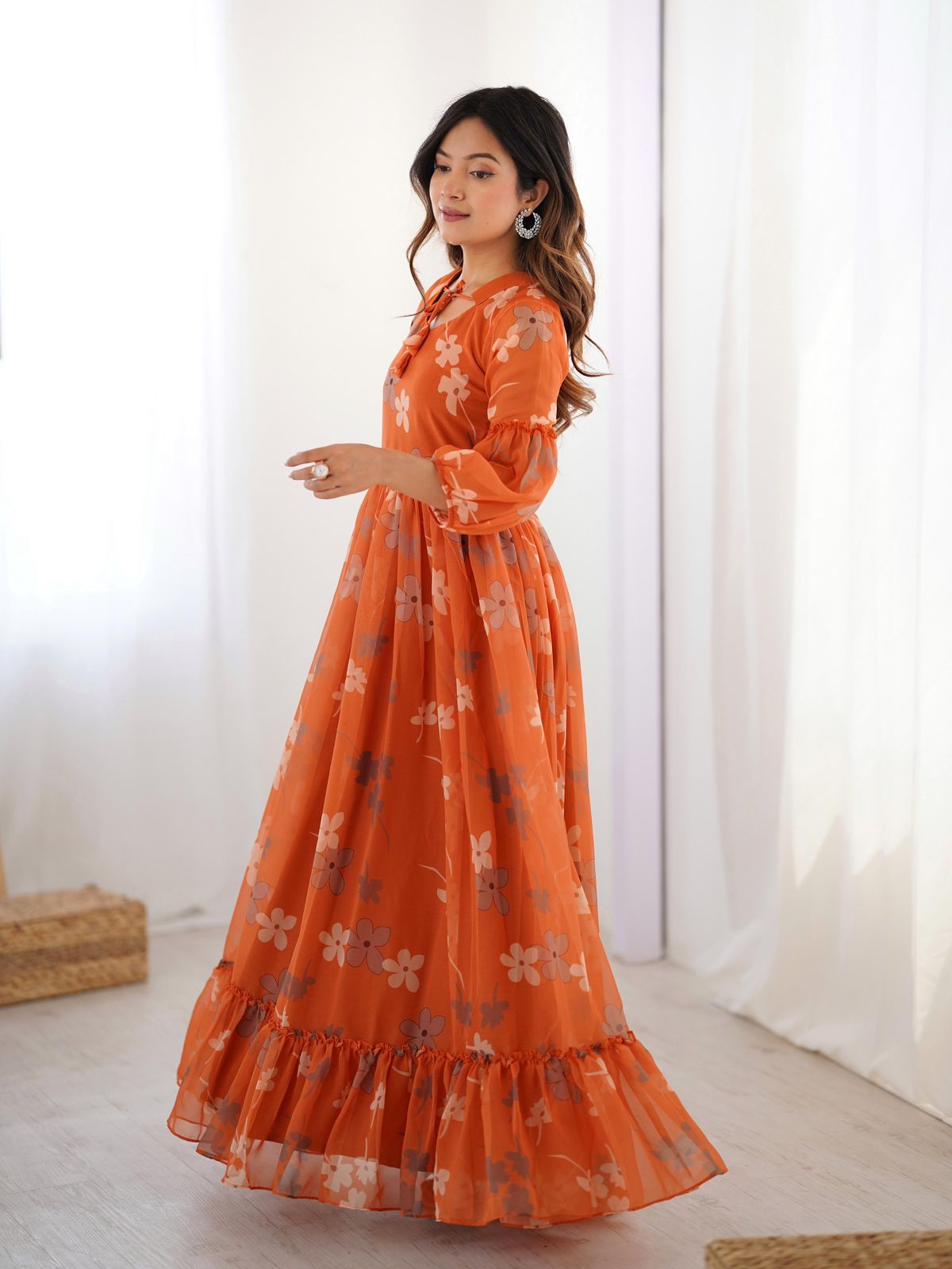 Orange Floral Gown