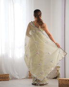 Women's Net Sequence Embroidery Work Saree