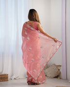Women's Net Sequence Embroidery Work Saree
