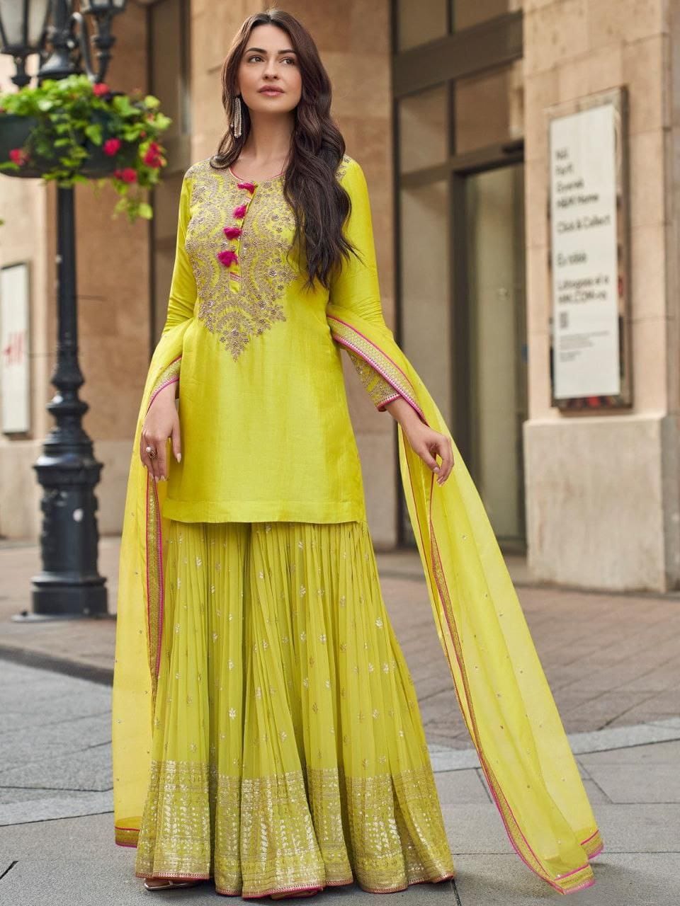 Silk Women Kurti With Dupatta & Bottomwear