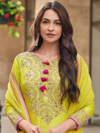 Silk Women Kurti With Dupatta & Bottomwear