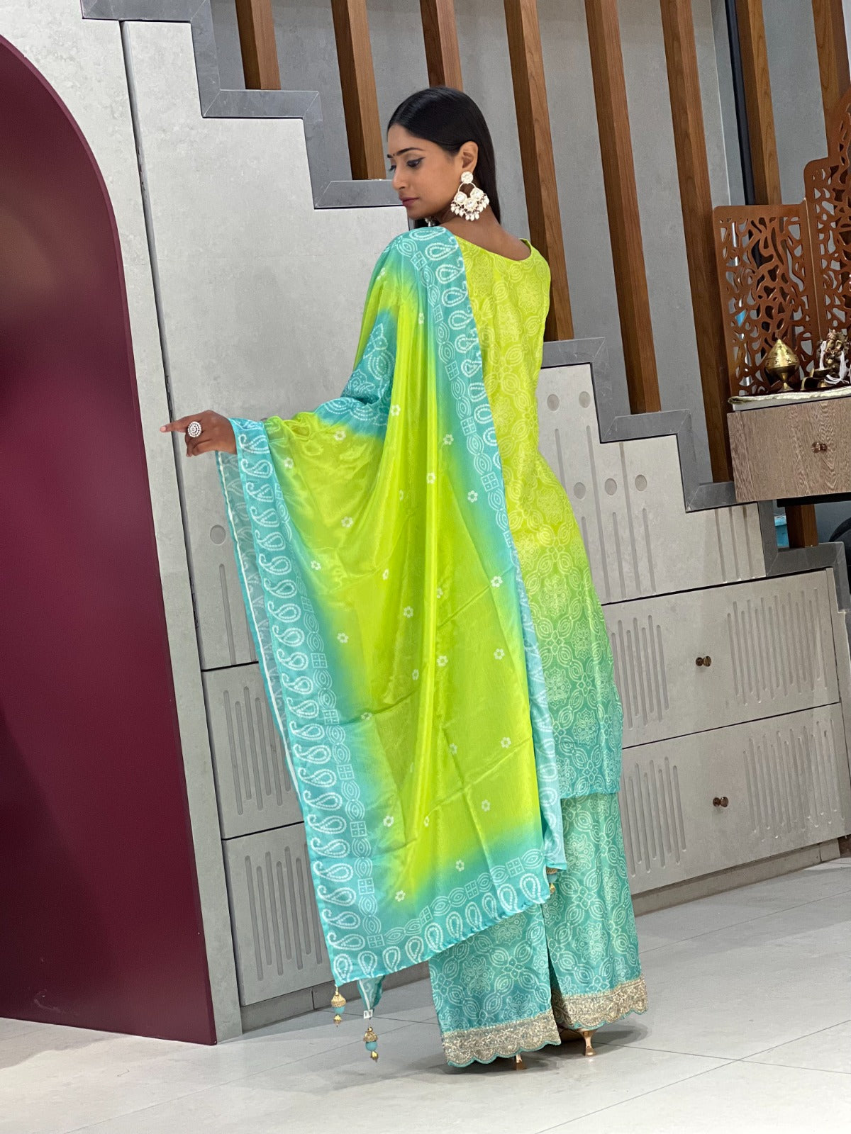 Beautiful Chinnon Printed Kurti with Pant