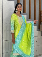 Beautiful Chinnon Printed Kurti with Pant
