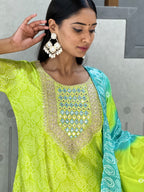 Beautiful Chinnon Printed Kurti with Pant