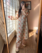 Stylish Embroidered Roman Silk Co-ords Set