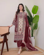 Women Fancy Floral Printed Sequinned Straight Kurta
