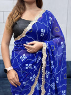 Women's Georgette Saree With Unstitched Blouse Piece