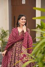 Women's Rayon Digital Printed Angrakha Kurta Pant With Dupatta Set