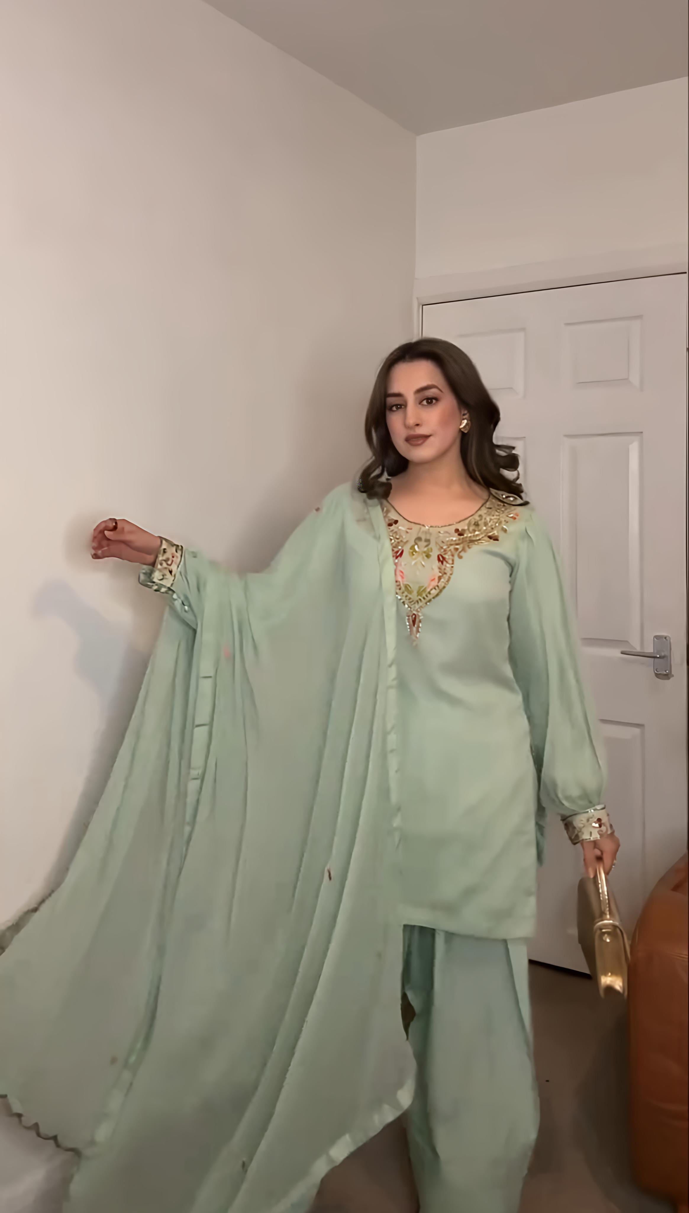 Women's Faux Georgette Embroidered Sharara Suit