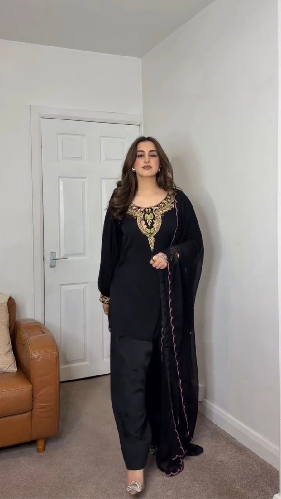 Women's Faux Georgette Embroidered Sharara Suit