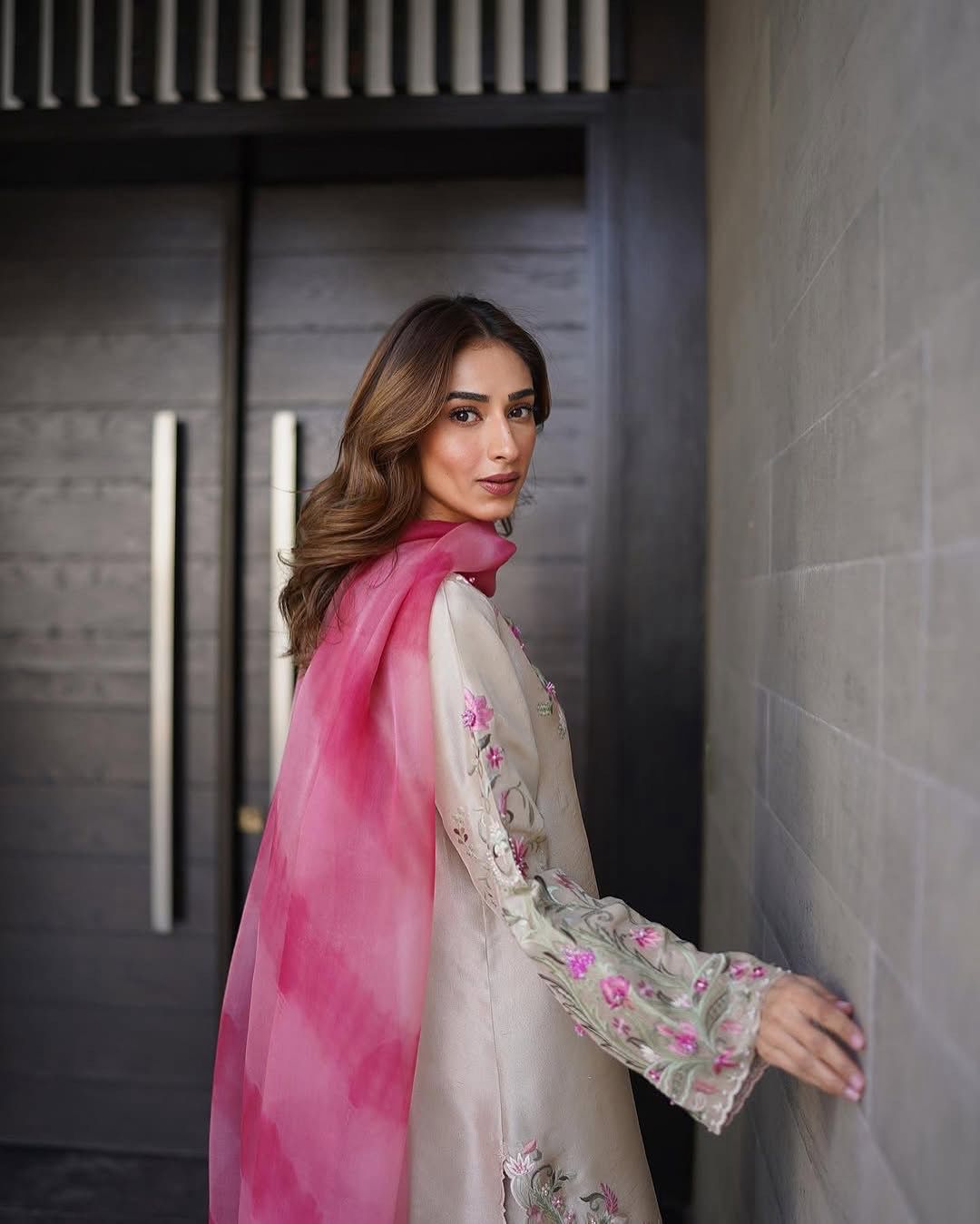 Beige Floral Fusion Kurta Set