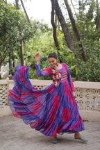 Leheriya Printed Gamthi Work Georgette Traditional Wear Gown