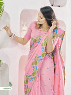 Linen Silk Blend Saree With Unstitched Blouse Piece