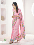 Linen Silk Blend Saree With Unstitched Blouse Piece