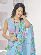 Linen Silk Blend Saree With Unstitched Blouse Piece