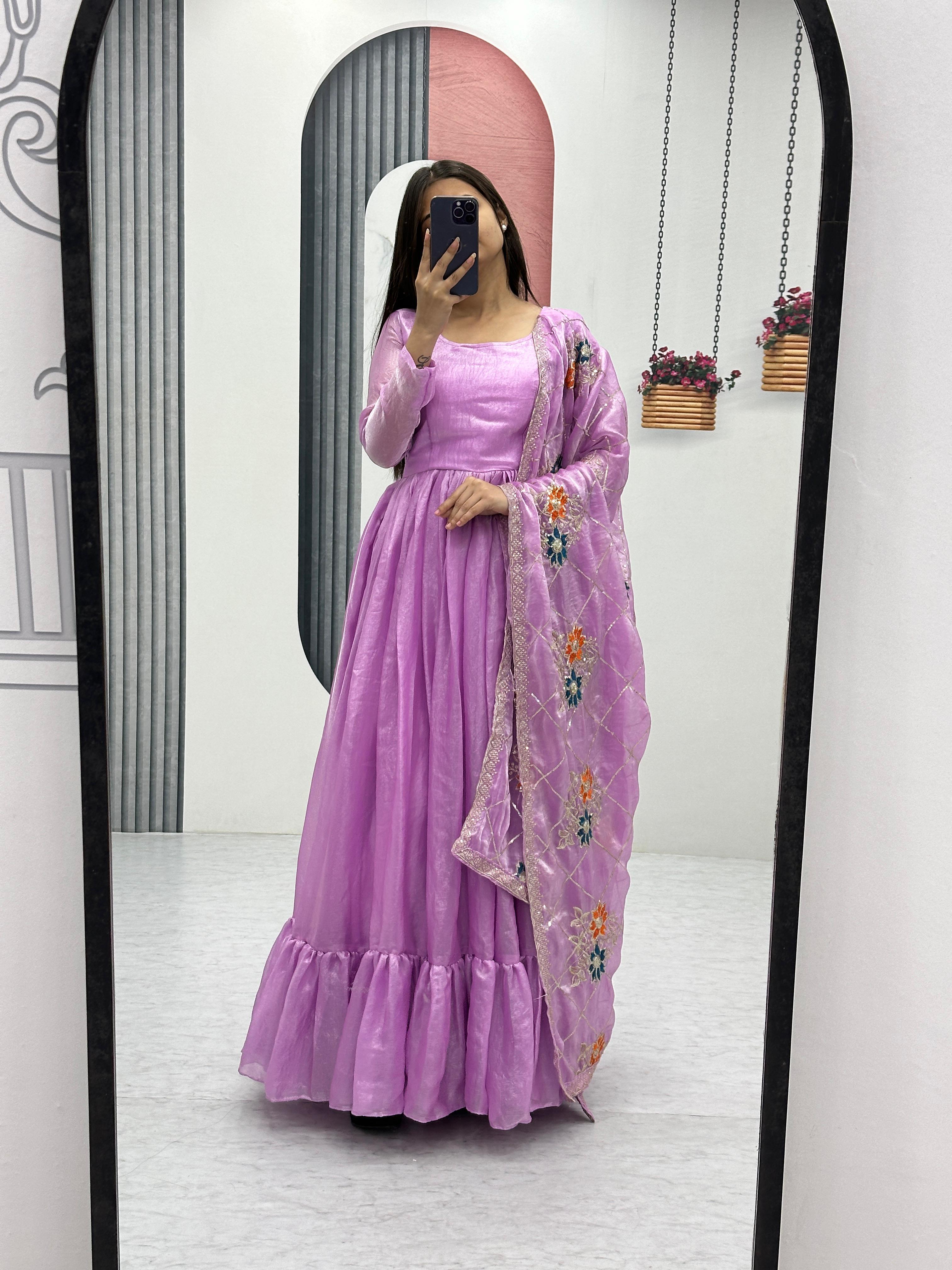 Elegant Fendy Fabric Gown with Dupatta