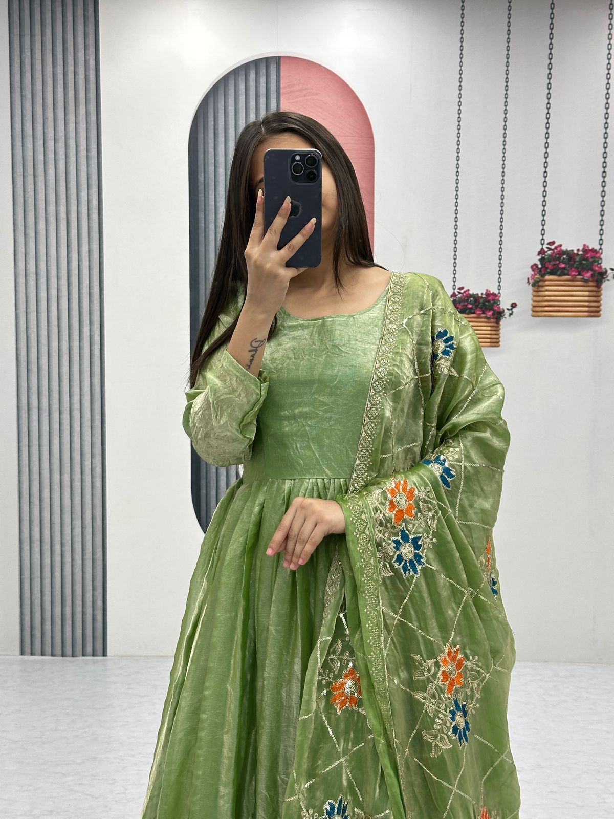 Elegant Fendy Fabric Gown with Dupatta